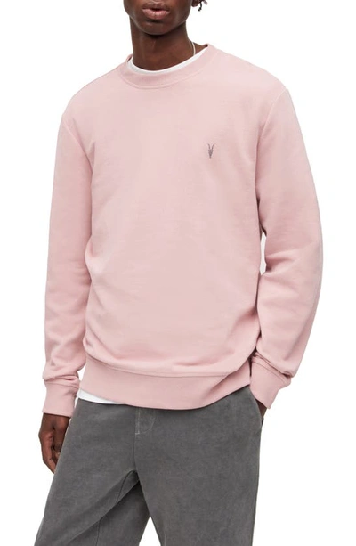 Allsaints Raven Slim Fit Crewneck Sweatshirt In Dried Rose Pink