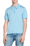 Sandro Short-sleeve Knitted Polo Shirt In Sky Blue