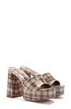 Larroude Dolly Plaid Patent Leather Mules In Plaid Caramel