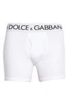 Dolce & Gabbana Two-way Stretch Cotton Boxer Shorts In Optical White