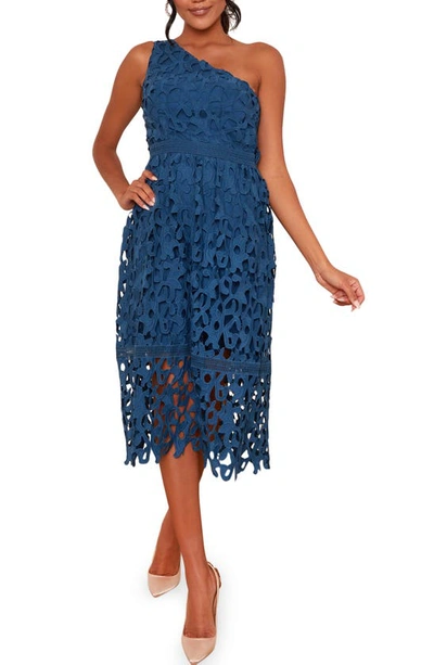 Lace Chi Chi Teal Dress Chi Chi London One-shoulder Lace Dress In