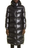 Moncler Chanon Hooded Quilted Coated-shell Coat In Black