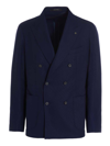 Tagliatore Double-breasted Tailored Jacket Flap Pockets In Blue