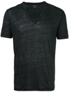 John Varvatos Linen Slim Fit V-neck T-shirt In Black