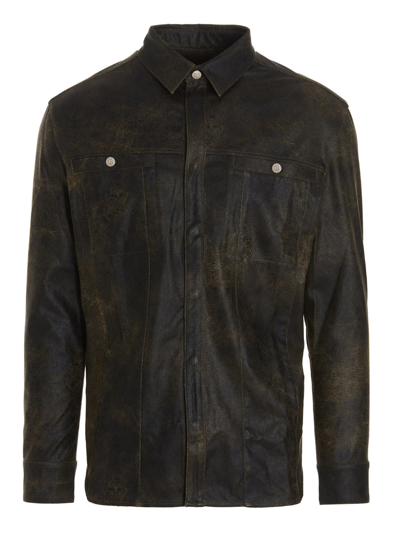 Misbhv Long-sleeve Faux-leather Shirt In Brown