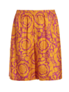 Versace Barocco Silhouette-print Silk Shorts In Multicolor