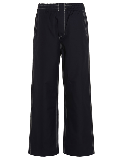 Sunnei Elasticized Cotton Trousers In Black