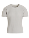 Issey Miyake Ribbed Texture Round Neck Short Sleeves In Gray