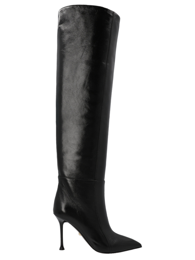 Alevì 95mm Candi Leather Tall Boots In Black