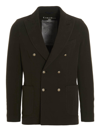 Circolo 1901 Cotton Double Breast Blazer Jacket In Green