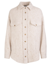 KITON WOMAN BEIGE VIRGIN WOOL SHIRT WITH BOUCLE EFFECT