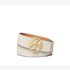 Tory Burch Women's Reversible Miller Leather Belt In New Ivory / Natural Vachetta / Gold