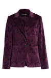 Paige Chelsee Floral Single-breasted Velvet Blazer In Black Cherry