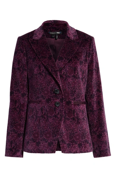 Paige Chelsee Floral Single-breasted Velvet Blazer In Black Cherry
