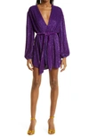 Retroféte Gabrielle Metallic Long Sleeve Wrap Dress In Royal Purp