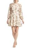 Sachin & Babi Bevvy Floral Long Sleeve Chiffon Dress In White