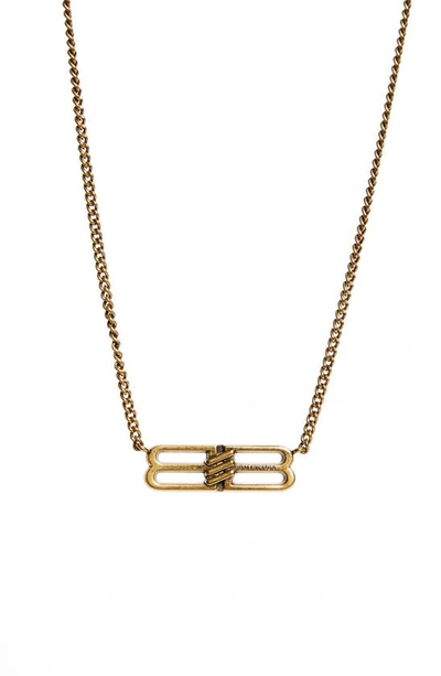 Balenciaga Bb Icon Pendant Necklace In Antique Gold