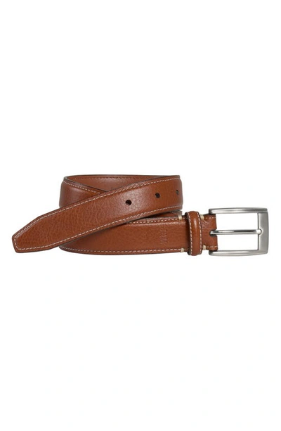 Johnston & Murphy Kids' Topstitch Leather Belt In Tan