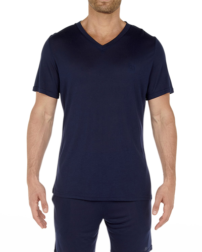 Hom Men's Cocooning Short-sleeve Shirt In Navy