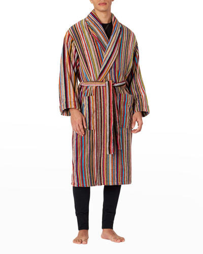 Paul Smith Men's Multi-stripe Shawl Robe In Multicolor