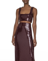 Galvan Beating Heart Sequin-embellished Stretch-woven Top In Blood Red
