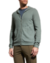 Theory Men's Ridge Waffle Hoodie Sweatshirt In Balsam Green