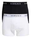 Versace Men's 2-pack Long Boxer Briefs In Black/white