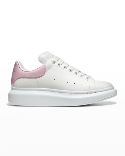 Alexander Mcqueen Men's Oversized Larry Bicolor Leather Low-top Trainers In Laminate Pink