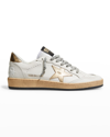 Golden Goose Leather Sneakers With Laminated Star And Heel Detail In Multi