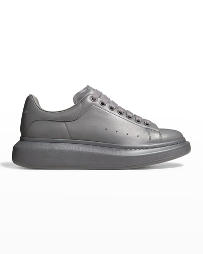 Alexander Mcqueen Men's Oversized Larry Tonal Leather Low-top Sneakers In Dark Grey