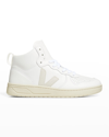 Veja V-15 High Top Sneakers In White/natural