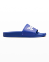 Palm Angels Logo-print Pool Slides In Purple/white
