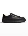 Jil Sander Leather Lace-up Sneakers In Black