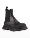 Alexander Mcqueen Men's Tread Leather Chelsea Boots In Black/silver