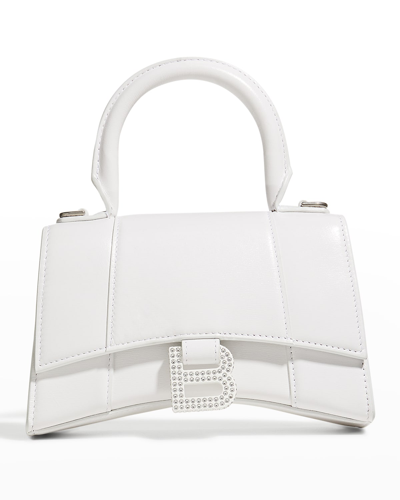 Balenciaga Hourglass Xs Calf Leather Top-handle Bag In White