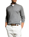 Brunello Cucinelli Men's Wool & Cashmere Quarter Zip Sweater In Medium Grey