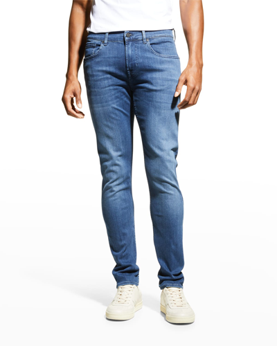 7 For All Mankind Men's Slimmy Taper Skinny Jeans In Medium Blue