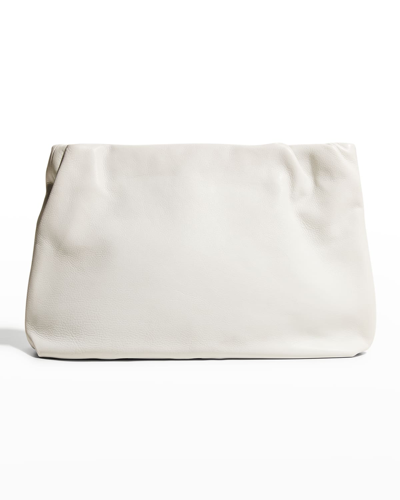 The Row Leather Bourse Shoulder Bag In Ivory Pld