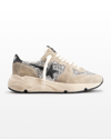 Golden Goose Running Sole Glitter-embellished Sneakers In Silver/black