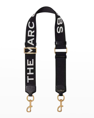 Marc Jacobs The Logo Webbing Strap In Black/gold