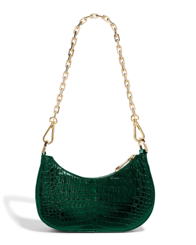 Maria Oliver Mia Small Shiny Crocodile Shoulder Bag In Emerald Green