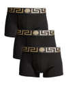 Versace Greca Jacquard Boxer Shorts In Black/gold Greek