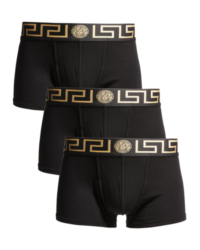 VERSACE MEN'S 3-PACK LOW RISE GRECA TRUNK