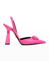 Versace Crystal La Medusa Satin Sling-back Pumps, Female, Fuchsia, 35