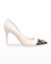 Valentino Garavani Woman Pumps Ivory Size 10 Soft Leather In Ivory/black