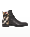 Burberry Equestrian Buckle Vintage Check Ankle Booties In Black