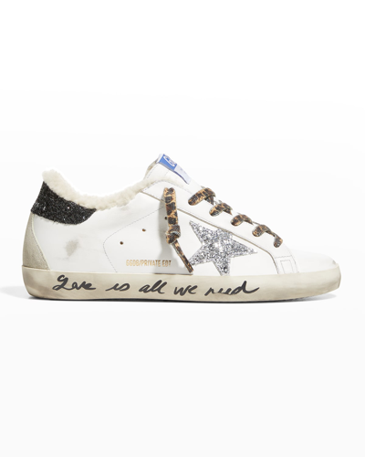 Golden Goose Superstar Leopard-print Lace Shearling Sneakers In