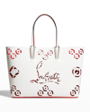 Christian Louboutin Cabata Leather Loubinthesky Perforated Tote Bag In Bianco