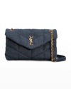 Saint Laurent Toy Loulou Puffer Quilted Canvas Crossbody Bag In Deep Marine