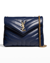 Saint Laurent Loulou Small Matelasse Calfskin Flap-top Shoulder Bag In Blue Char